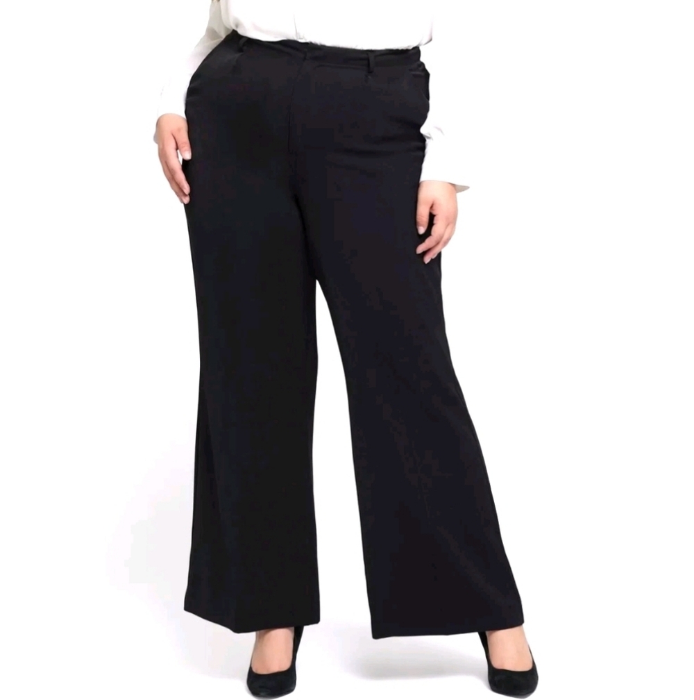 NYDJ Corduroy Pants Size 22W Black Teresa Slimming Wide Leg Trouser
